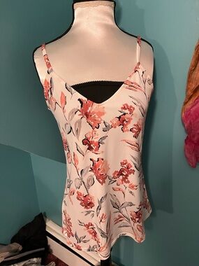 2 piece Floral Spaghetti-Strap Cami and a sheer rouched top overlay